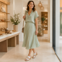 Papuci dama albi din piele naturala cu platforma wedge perforata PAP46A